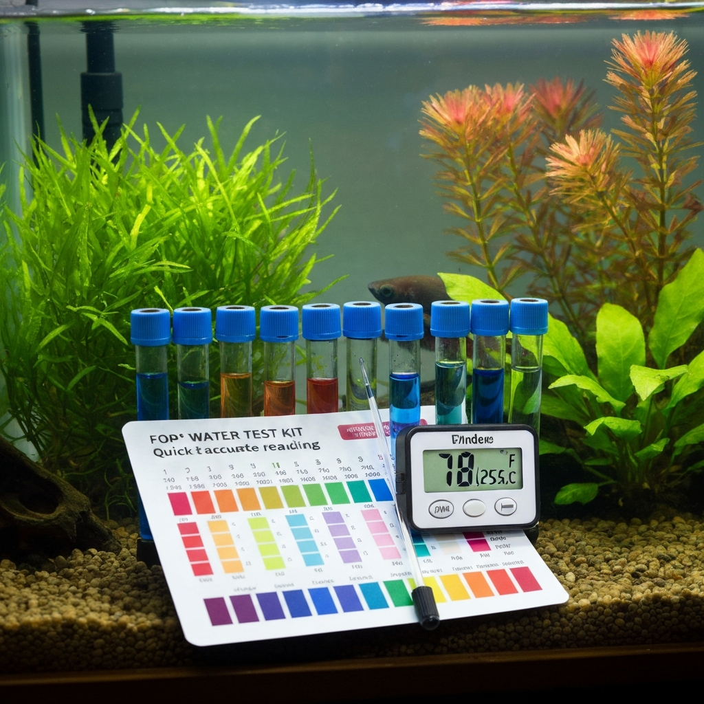 Aquarium water test kit with color chart